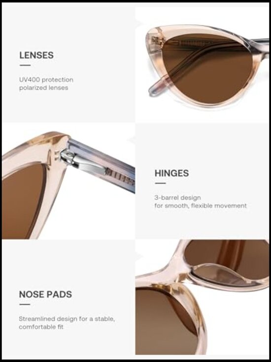 Cat Eye Polarized Sunglasses Acetate Retro UV400 Protection Handmade main image 6
